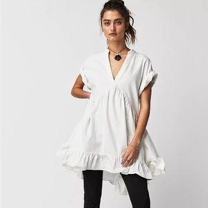 White Free People Agnes Denim Dress XL